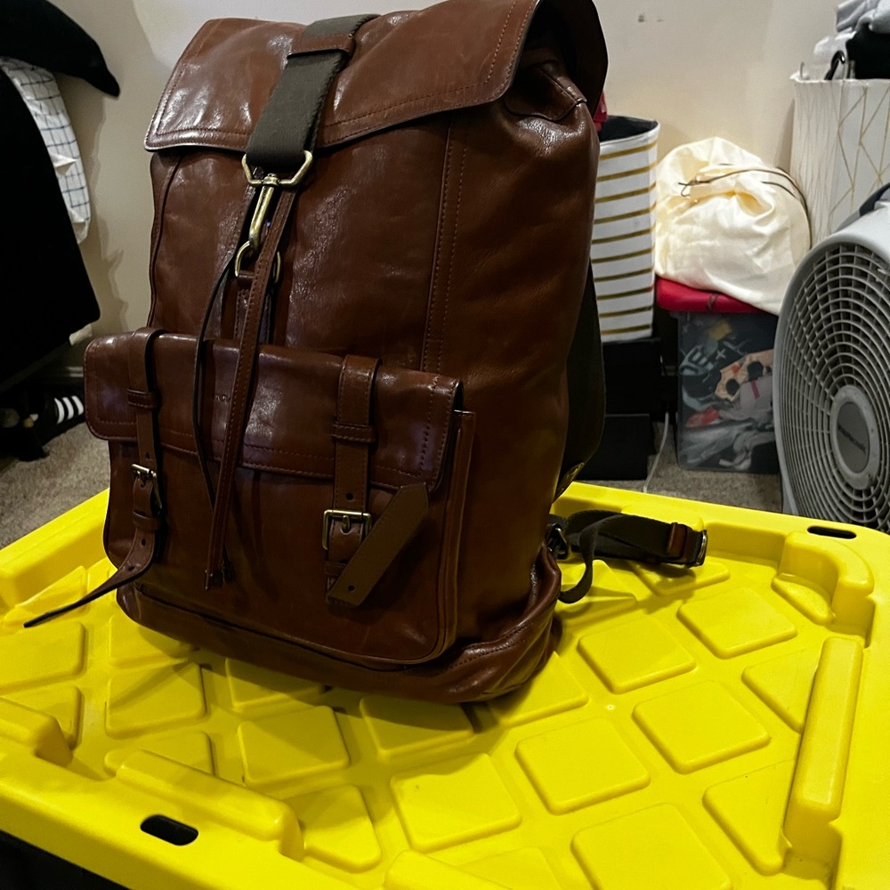 Coach Brown Bleeker Leather Men's Backpack - Picture 3 of 8